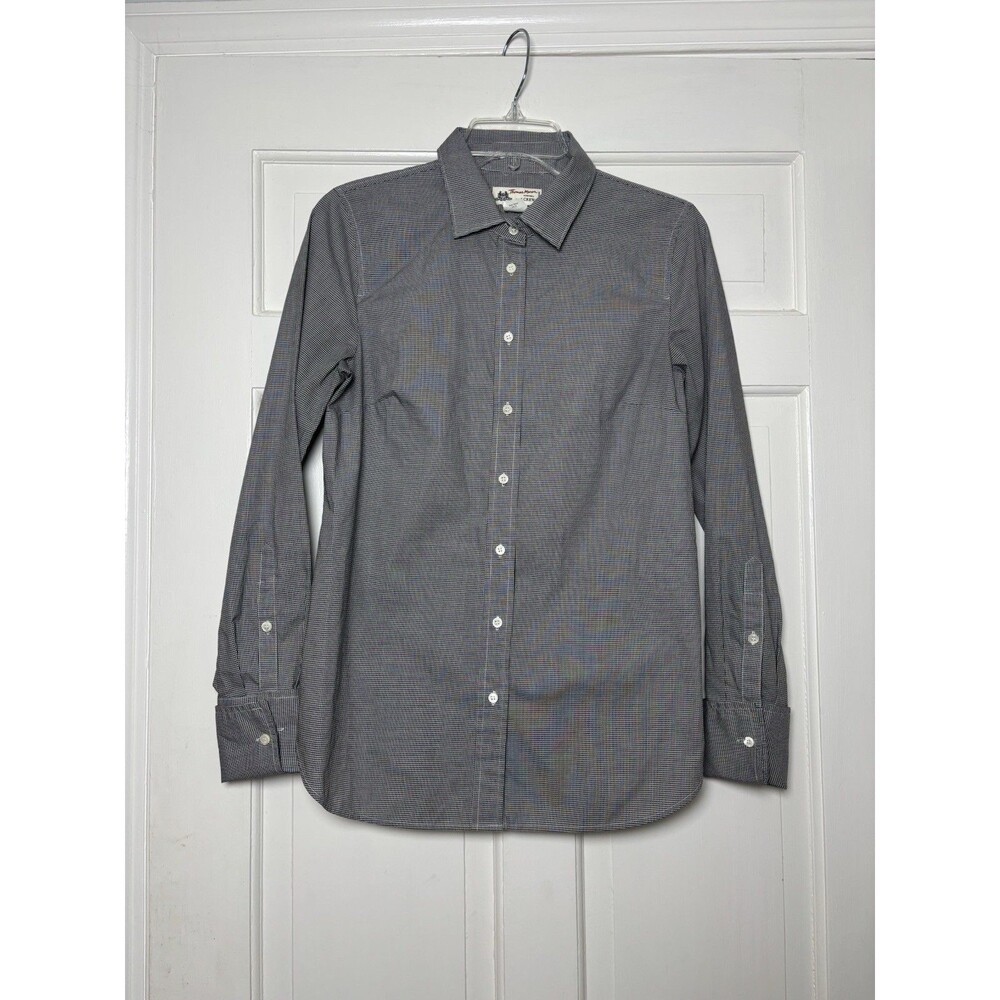 Thomas Mason - J. Crew Gingham Black/White Perfect Button Shirt Women 4 Checked